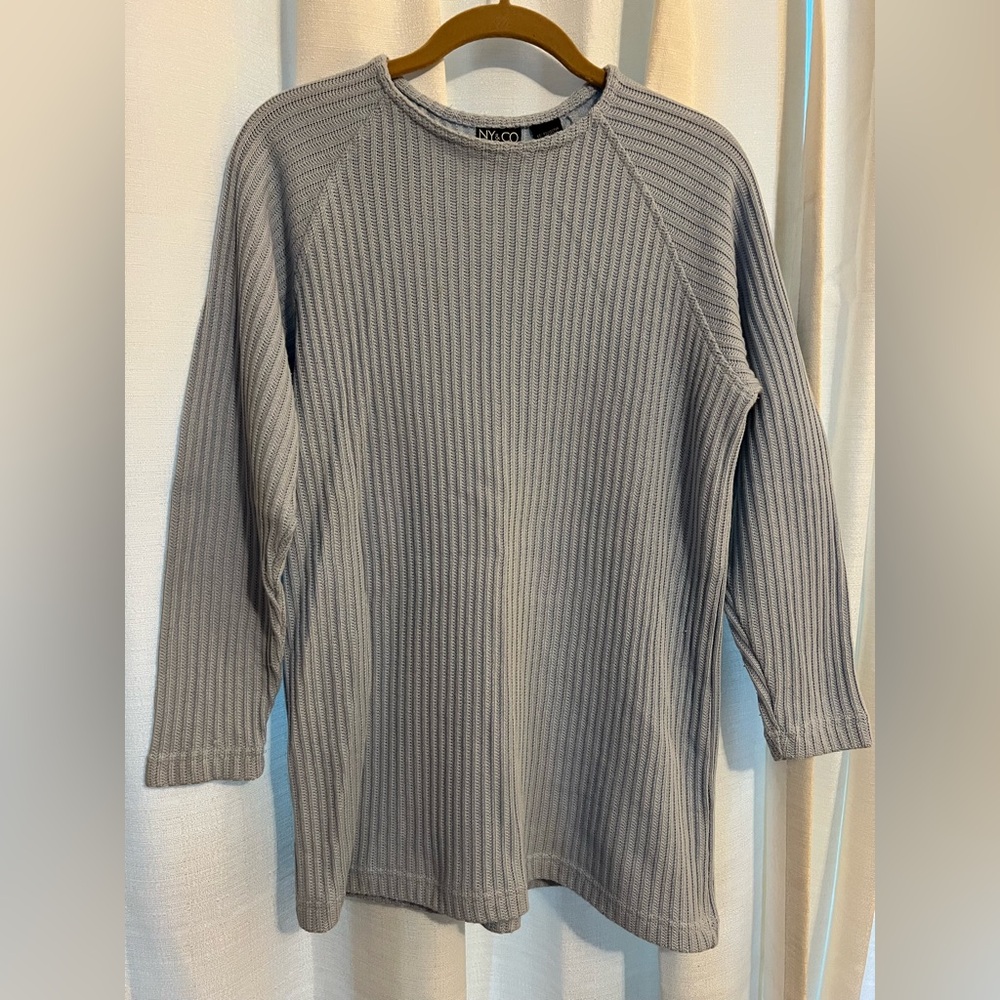 Vintage 90s New York & Company Soft Light Blue Ribbed Sweater Size S